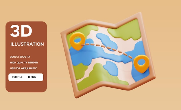 Ilustração de mapas PSD 3D