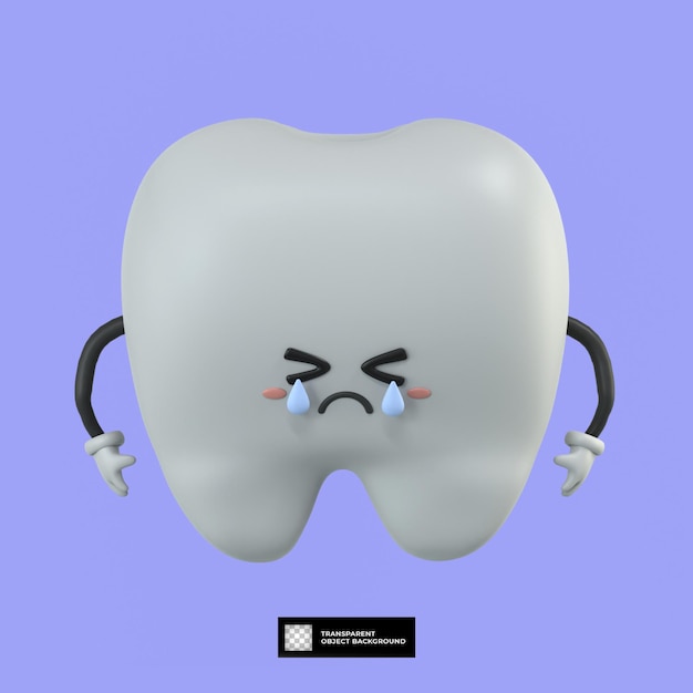 PSD ilustração de mascote de personagem de desenho animado de dente bonito 3d