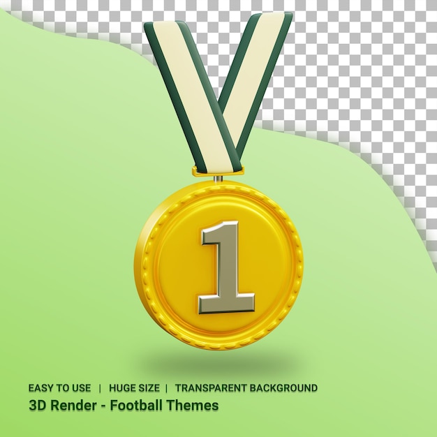 Ilustração de medalha de renderização 3d com fundo transparente