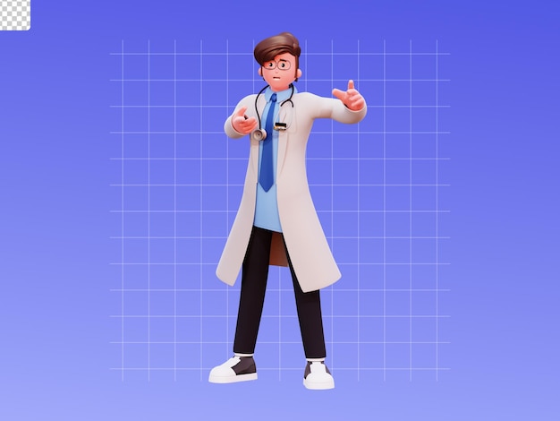 PSD ilustração de médico masculino personagem 3d