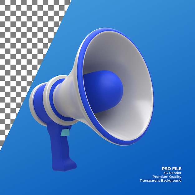 Ilustração de megafone de renderização 3D