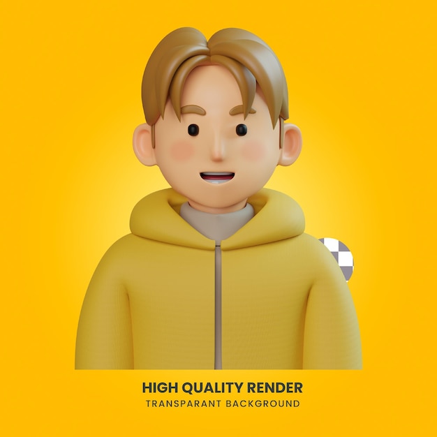 Ilustração de menino com capuz de avatar 3d