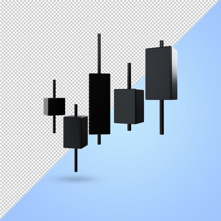 PSD ilustração de mercado de ações de ícone de vela de negociação 3d