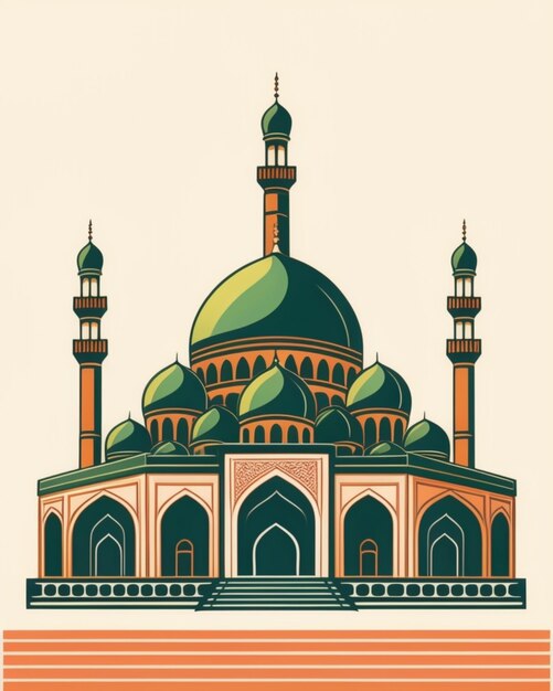 PSD ilustração de mesquita 2d