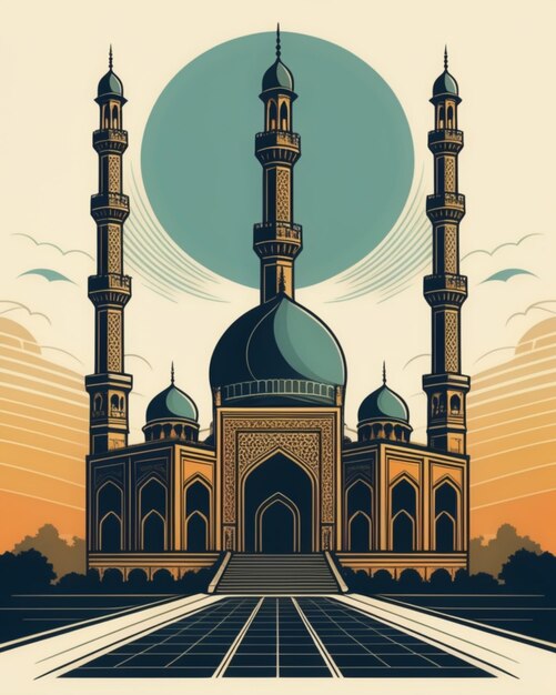 PSD ilustração de mesquita 2d