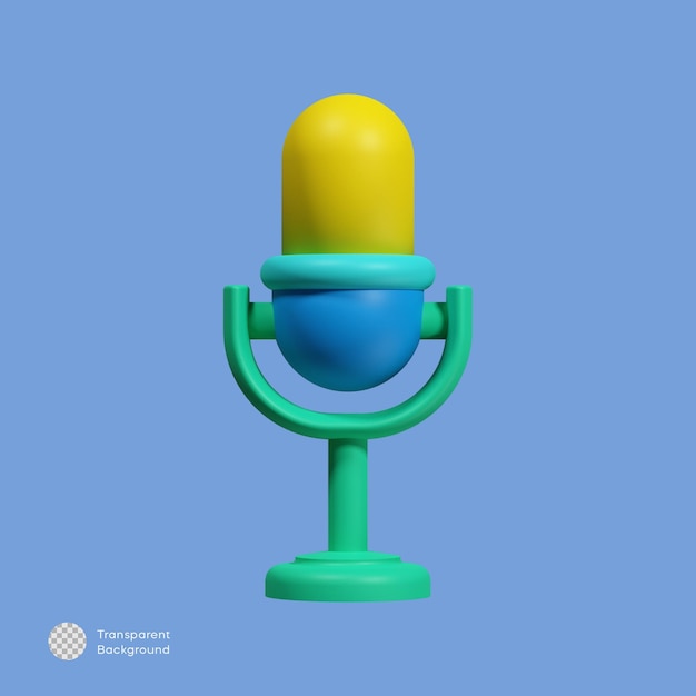 PSD ilustração de microfone de podcast 3d