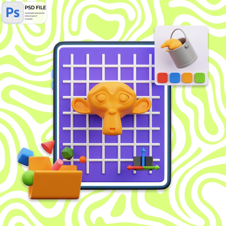 PSD ilustração de modelagem 3d render icon isolado png