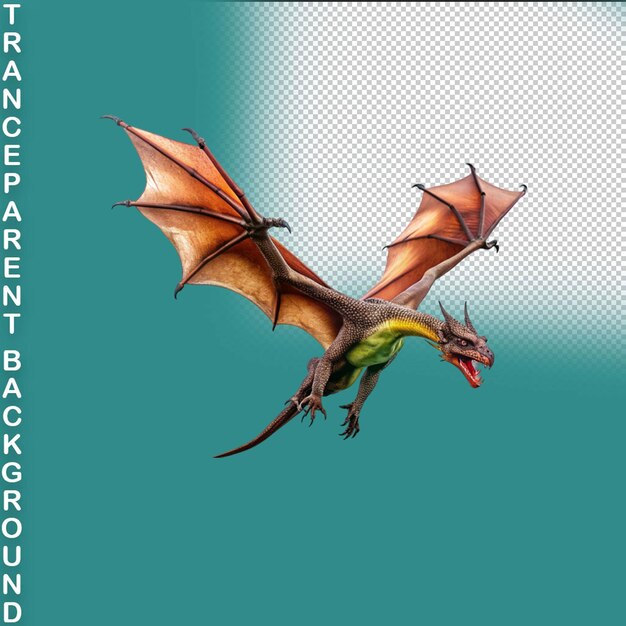 PSD ilustração de modelo de dragão 3d em fundo transparente
