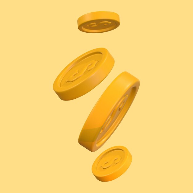 Ilustração de moedas 3d amarelo