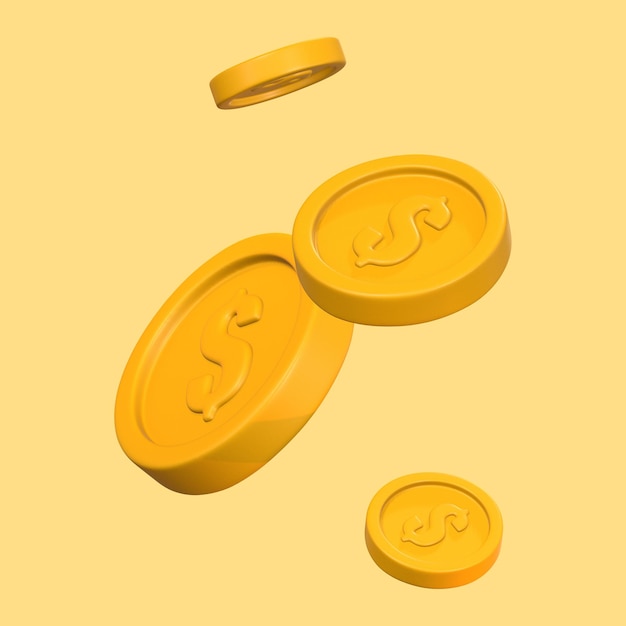 Ilustração de moedas 3D amarelo