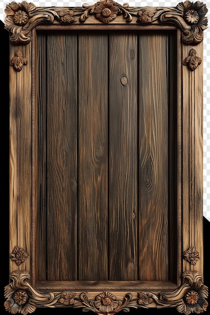 PSD ilustração de moldura de painel de madeira de estilo saloon antigo em fundo preto
