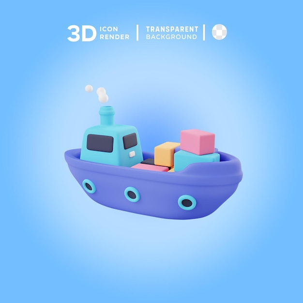 PSD ilustração de navio de ícone 3d