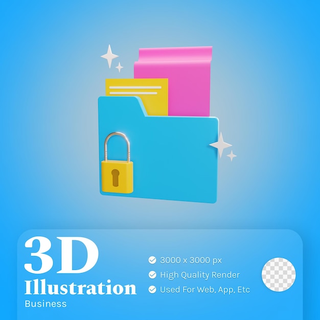 PSD ilustração de negócios segura 3d