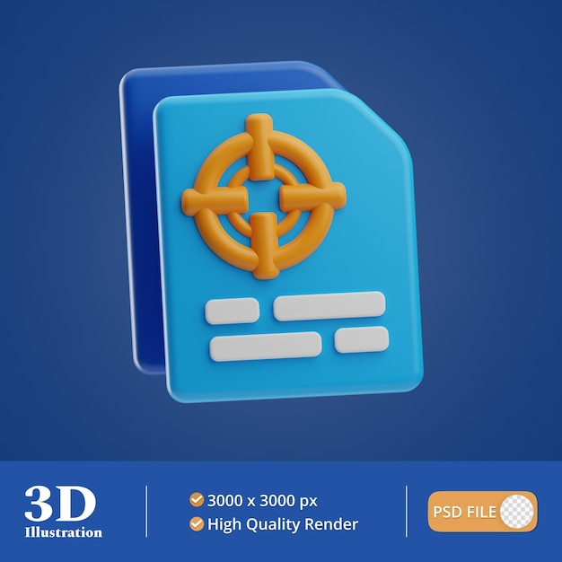 PSD ilustração de objetivo de marketing de estratégia 3d