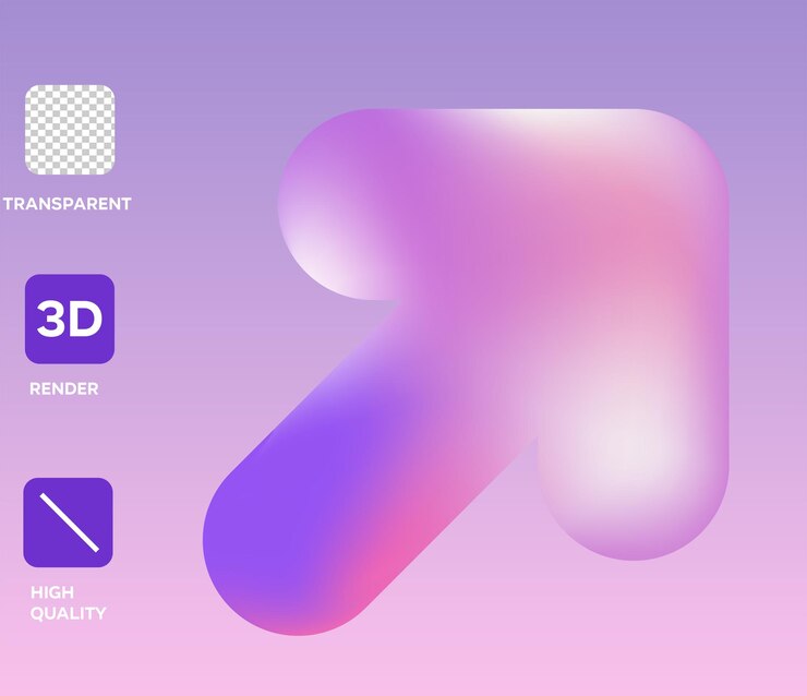 PSD ilustração de objeto 3d com flecha bonita