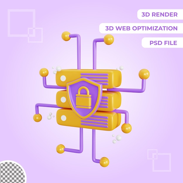 PSD ilustração de objeto isolado de ícone de proteção de dados 3d