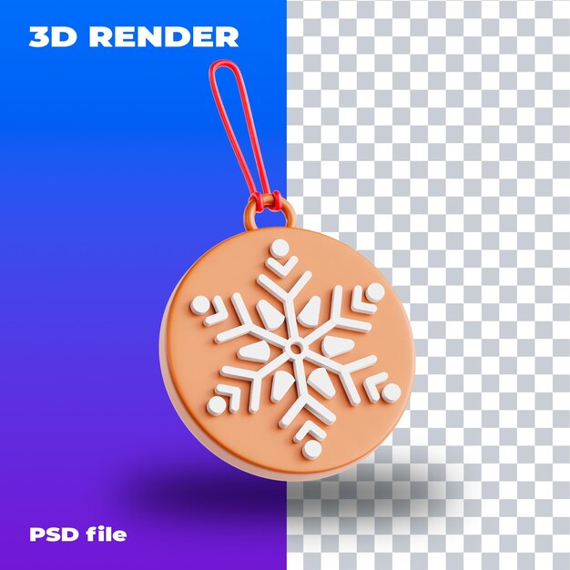 Ilustração de ornamento de floco de neve PSD ícone 3d renderização 3d de alta resolução