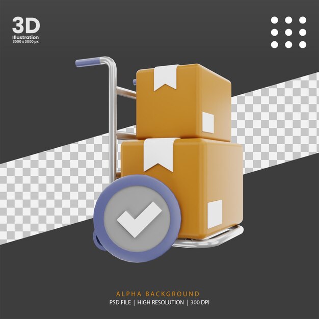 PSD ilustração de pacote verificado de renderização 3d