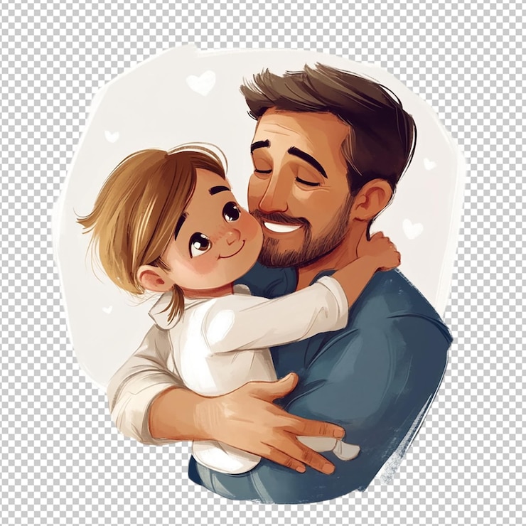 PSD ilustração de pai com filho em aquarela para o dia do pai