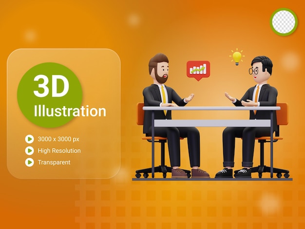 PSD ilustração de parceria de negócios 3d