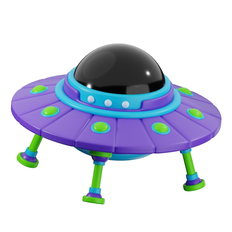 PSD ilustração de personagem 3d ufo com disco voador