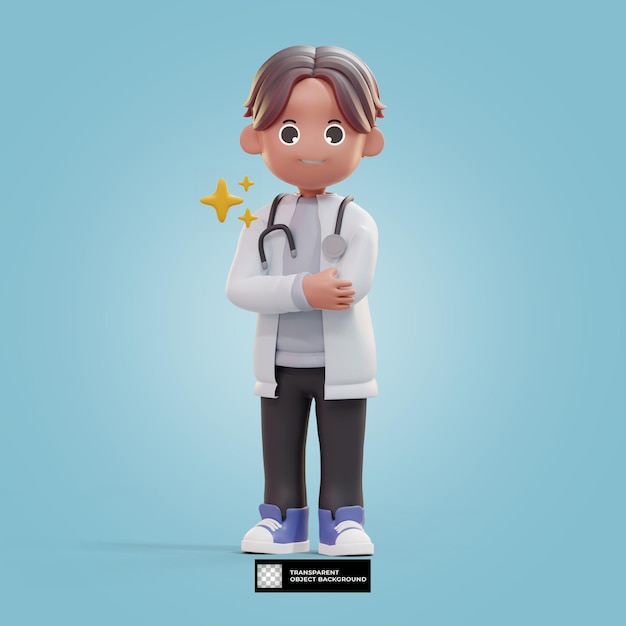 PSD ilustração de personagem de dentista de desenho animado 3d isolada