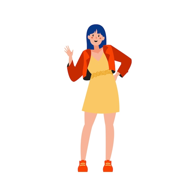 Ilustração de personagem de desenho animado acenando