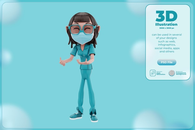 ilustração de personagem de enfermeira de renderização 3D