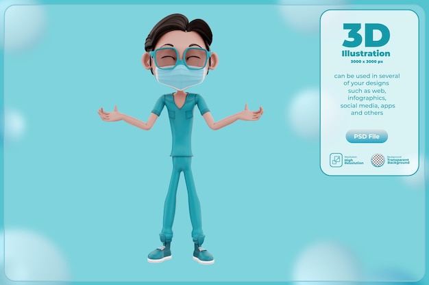 ilustração de personagem de enfermeira de renderização 3D
