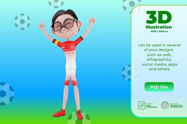 Ilustração de personagem de futebol 3d