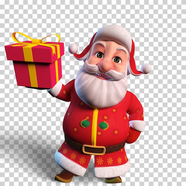 Ilustração de personagem isolada do Papai Noel com caixa de presente para o projeto de Natal