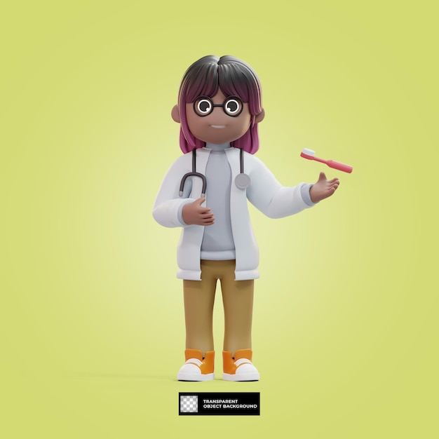 PSD ilustração de personagem médica 3d bonita isolada