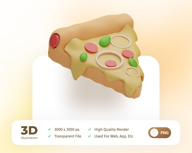 Ilustração de pizza de comida de renderização 3d