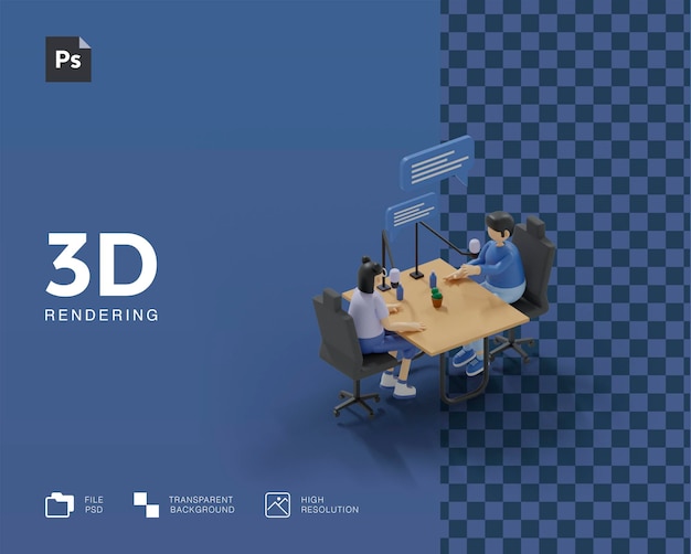 Ilustração de podcast 3D