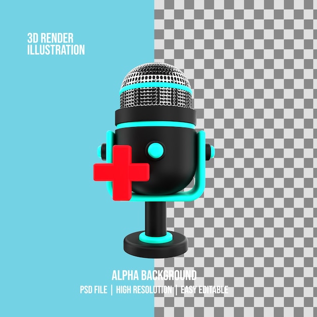 PSD ilustração de podcast médico de renderização 3d