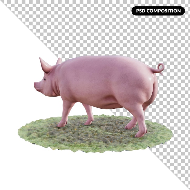 Ilustração de porquinho isolada 3d