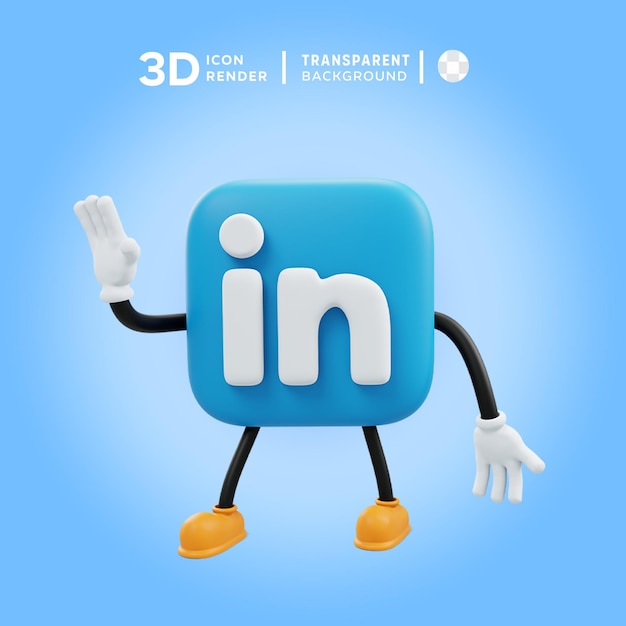 Ilustração de pose de ícone 3d do linkedin