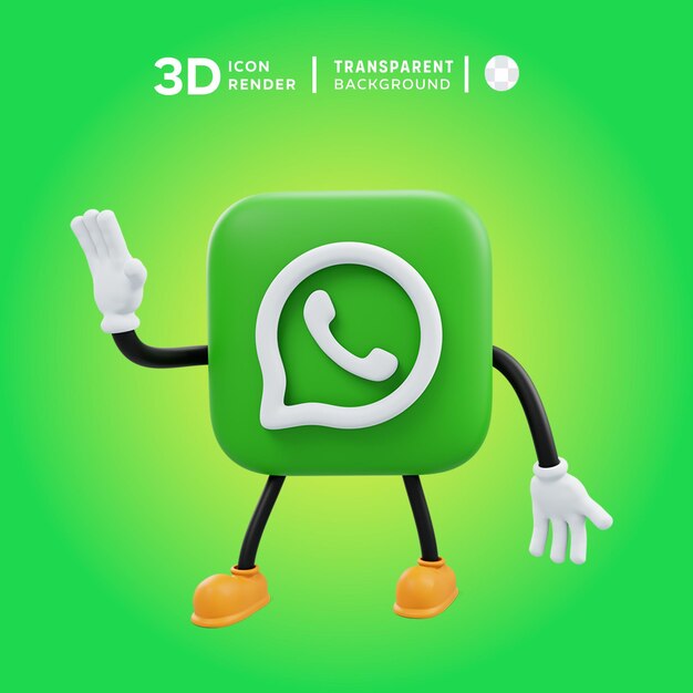 PSD ilustração de pose de ícone 3d do whatsapp