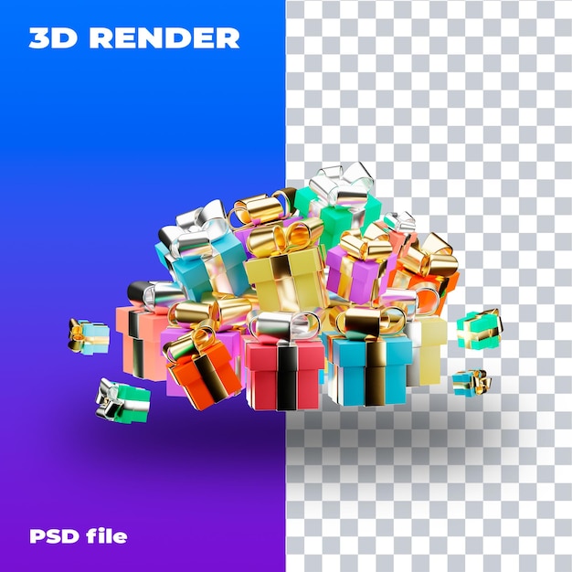 Ilustração de presentes 3d 3d render psd de alta resolução