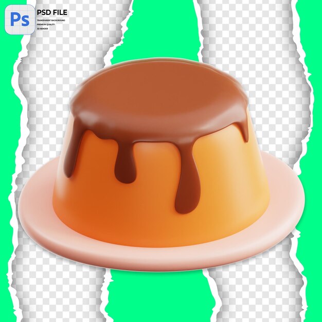 Ilustração de pudim de chocolate 3d render icon isolado png