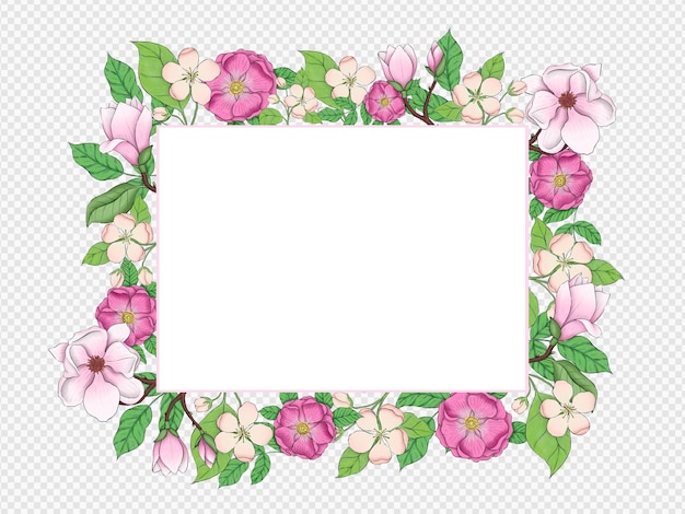 PSD ilustração de quadro de flores