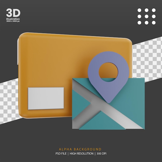 PSD ilustração de rastreamento de pacote de renderização 3d