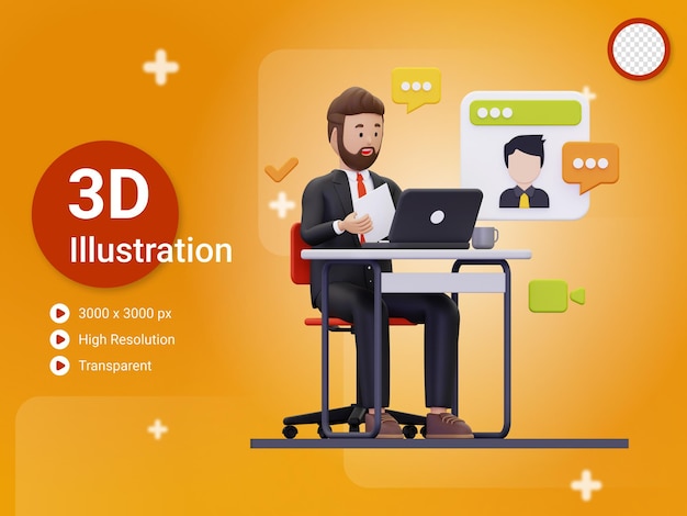 Ilustração de recrutamento online 3d