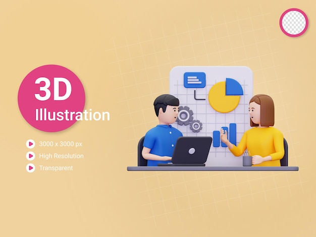 PSD ilustração de relatórios de inicialização de negócios 3d