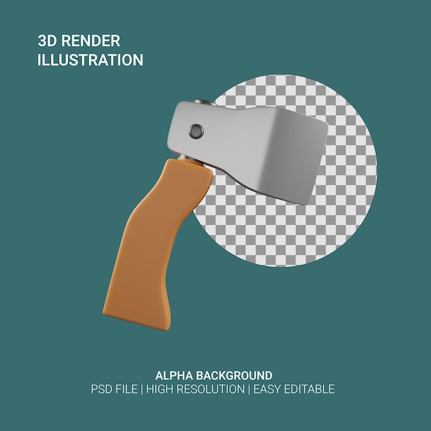 PSD ilustração de render axe 3d