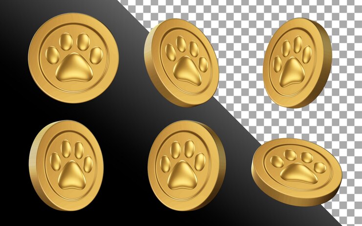 Ilustração de renderização 3D cati coin token criptomoeda ícone de logotipo