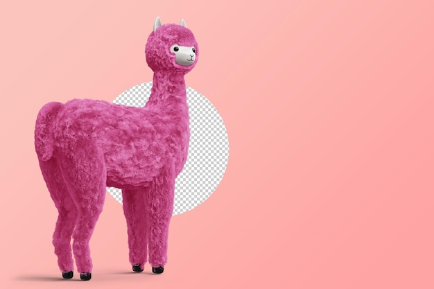 PSD ilustração de renderização 3d de alpaca fofa feliz