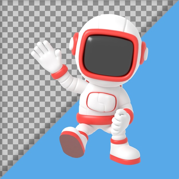Ilustração de renderização 3D de astronauta de desenho animado