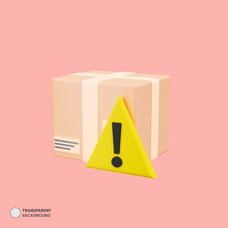 PSD ilustração de renderização 3d de aviso de pacote