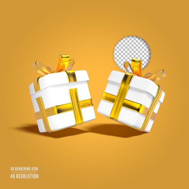 Ilustração de renderização 3D de caixa de presente com ícone isolado
